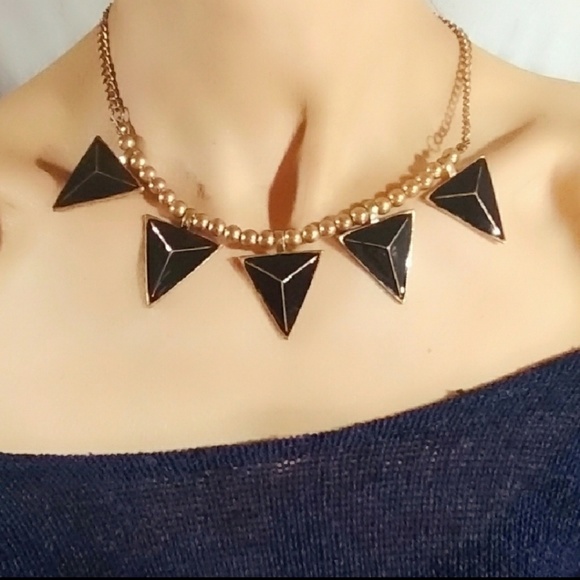 Vintage Black Enamel and Copper Choker Necklace - Picture 1 of 5